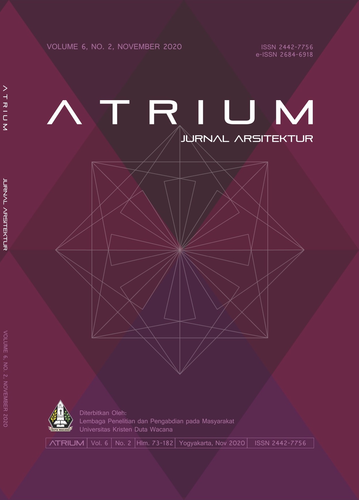 					View Vol. 6 No. 2 (2020): ATRIUM: Jurnal Arsitektur
				