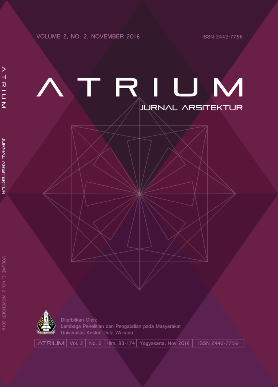 					View Vol. 2 No. 2 (2016): ATRIUM: Jurnal Arsitektur
				
